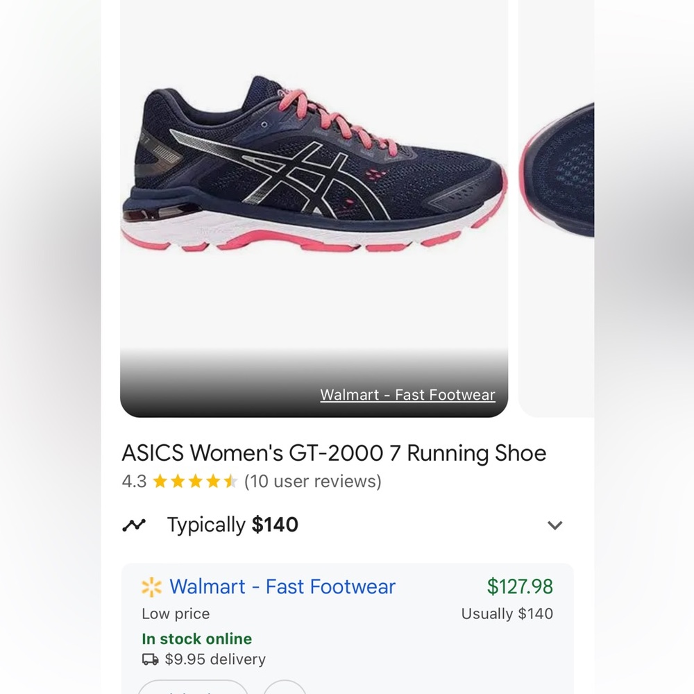 Women’s Ascics running shoes, size 10